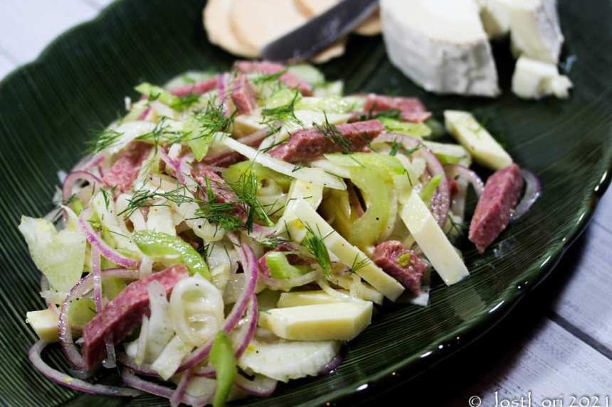 Fennel, Celery and Red Onion Salad With Salami and Cheese Recipe